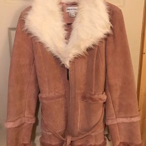 Pink leather coat size 14